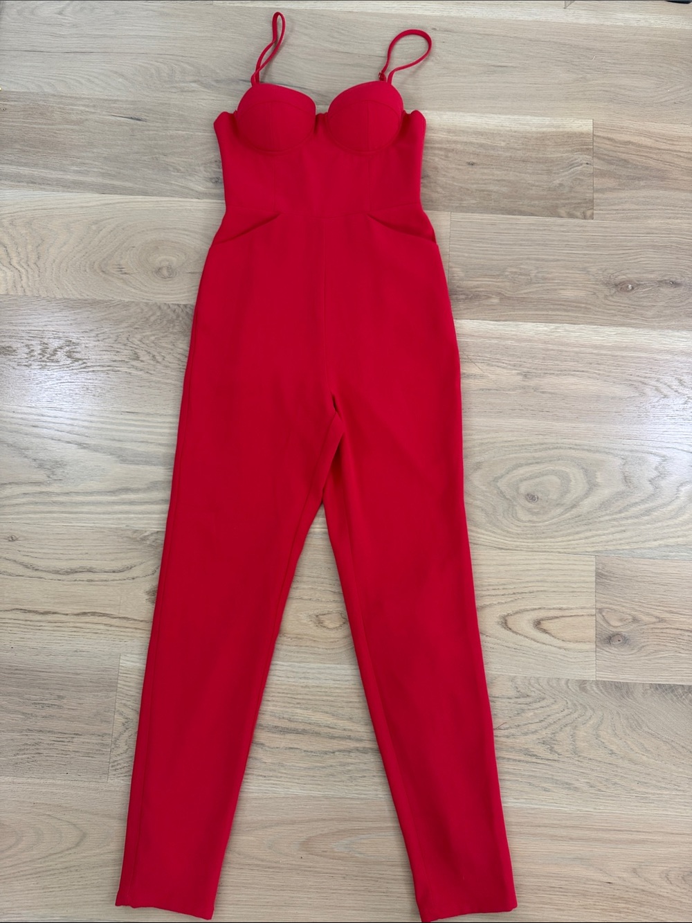 Lovers + Friends Bright Red Corset Bustier Cami Jumpsuit | Extra Small (XS)
